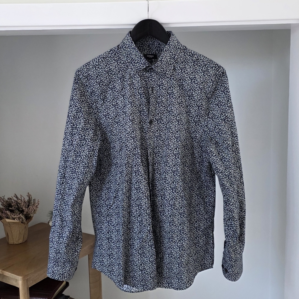 Express Blue and White Shirt
